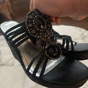 Black style& co jewel embellished 4” Mules 7.5 NWOB